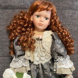 Collectible Doll Elegant Victorian Doll with Red Hair